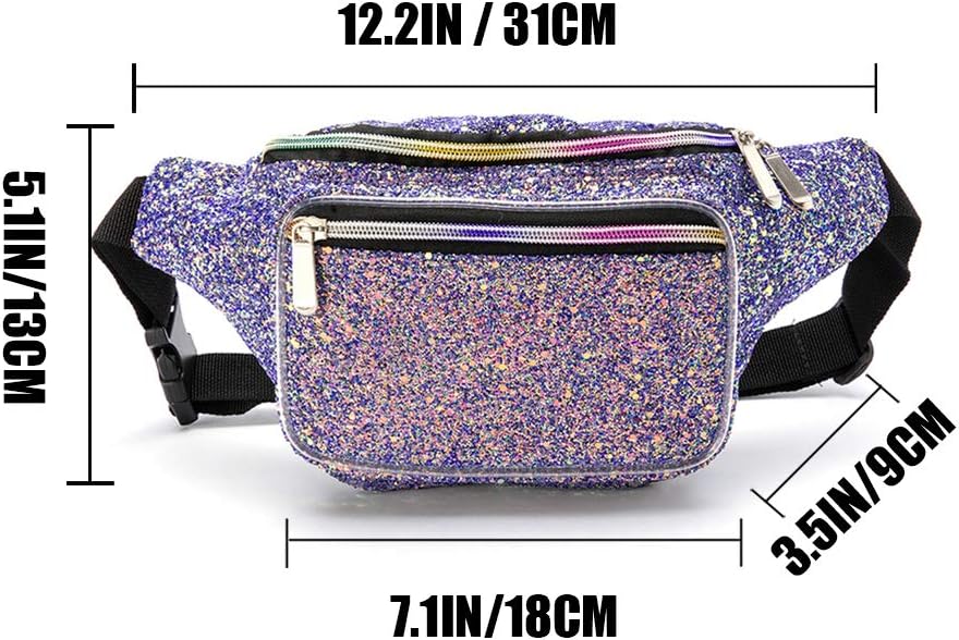 Holographic 80s 90S Rave Stars Neon Transparent Gravel Fanny Pack for Women - Great Waist Pack for Games, Concerts, Rave, Festival, Travel - Image 2