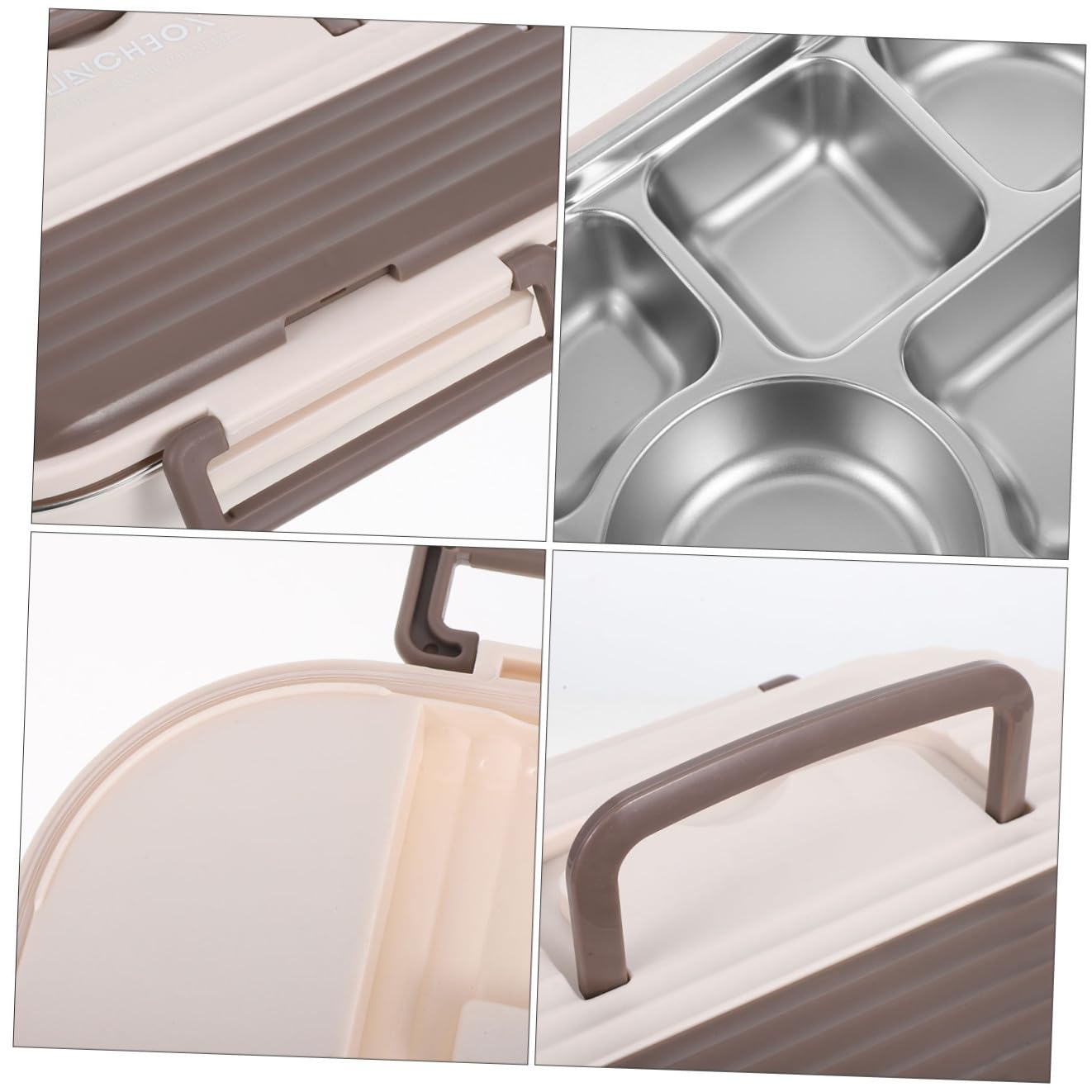 Boîte à Déjeuner Inox Compartiments Hermétique Anti-fuite Double Récipient Compartimenté pour Repas Travail École et Réutilisable