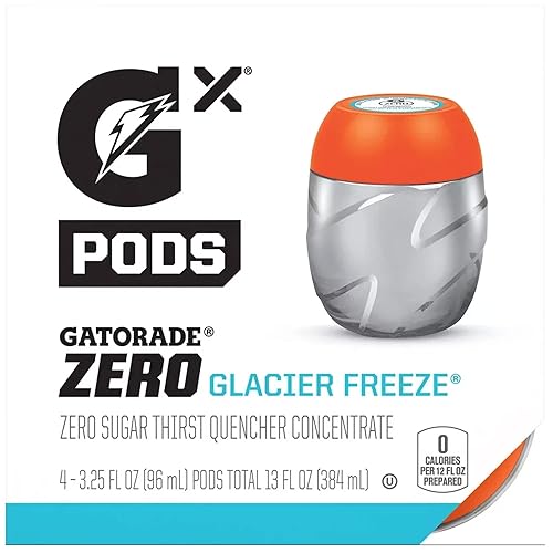 Gatorade Gx Hydration System, Non-Slip Gx Squeeze Bottles Or Gx Sports Drink Concentrate Pods (4 Count) (Glacier Freeze Zero)