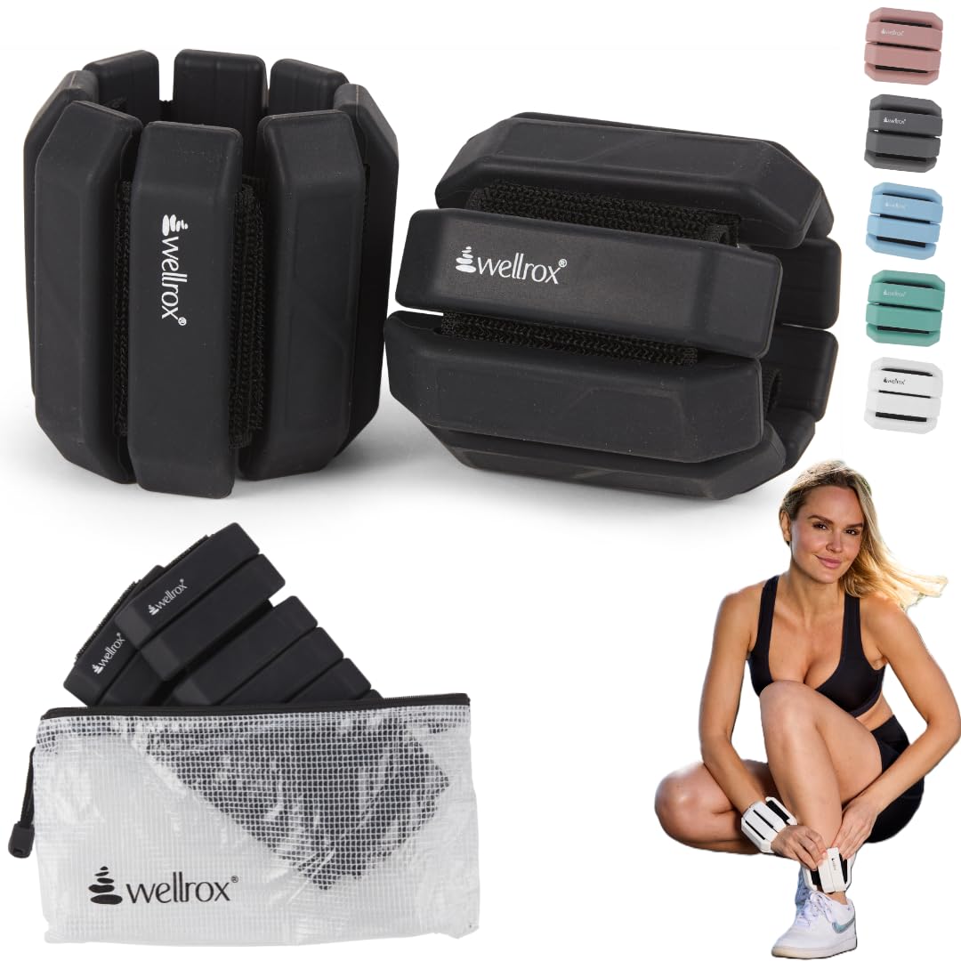 Wellrox Weighted Bangles – Adjustable Ankle and Wrist Weights for Women & Men – Set of Ankle Weights 2 lbs (1 lb Each Wrist Weight) | Weighted Arm