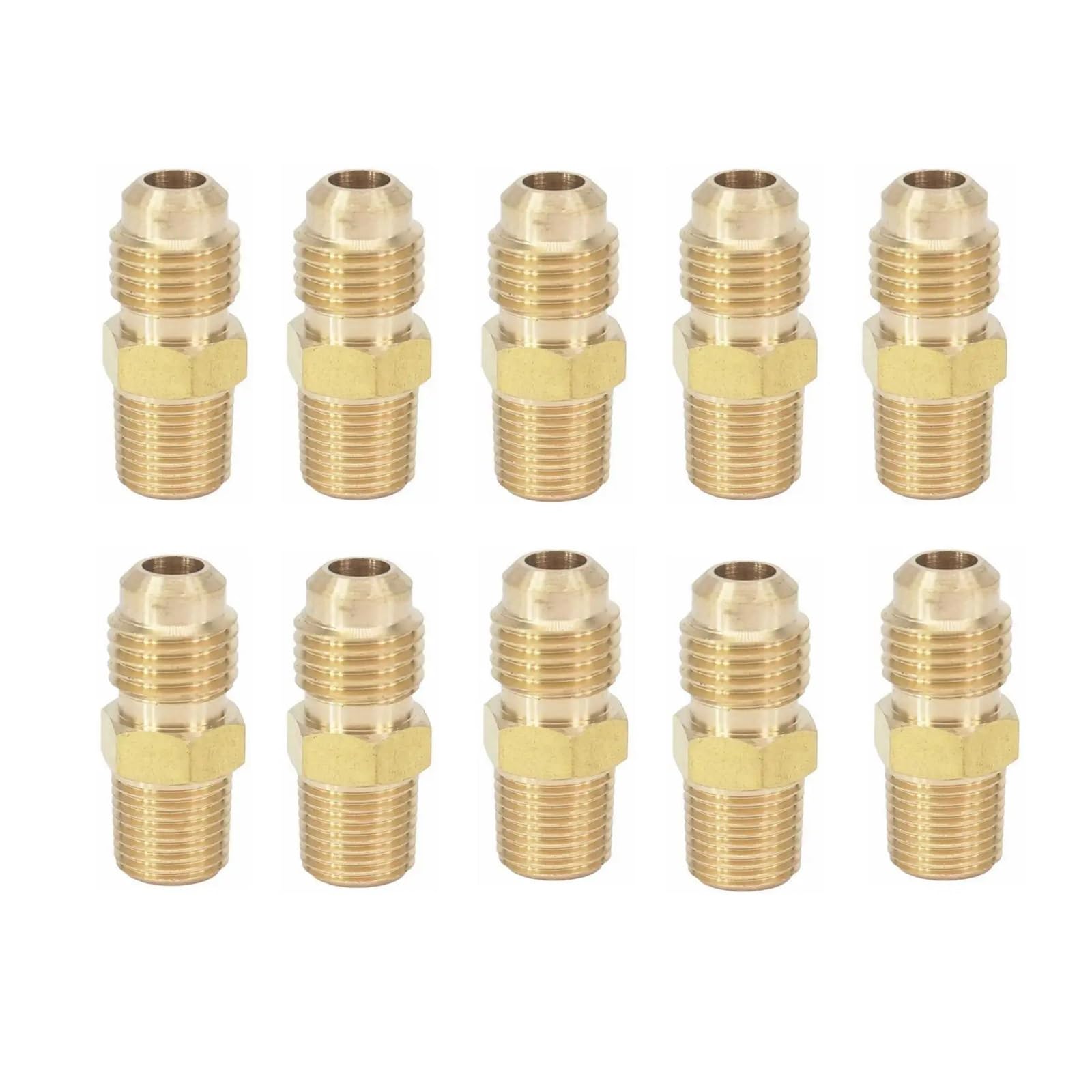 AARTERZZA 10pcs SAE Thread 7/16"-20 UNF to 1/8" NPT Male Brass SAE 45 Degree Pipe Fitting