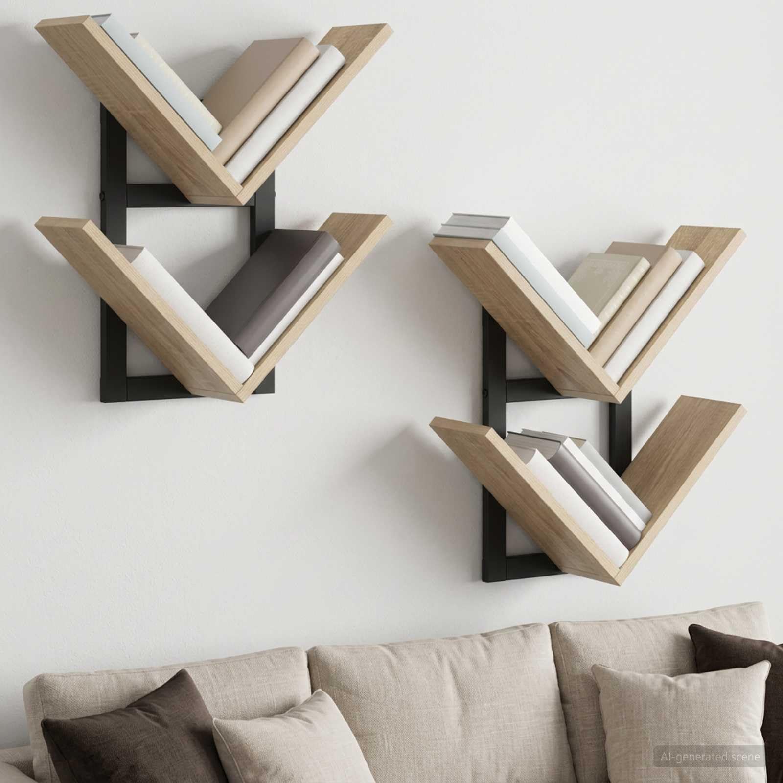 Étagère Murale Flottante Lot de 2 Chêne Sonoma 43x15x47 cm Salon