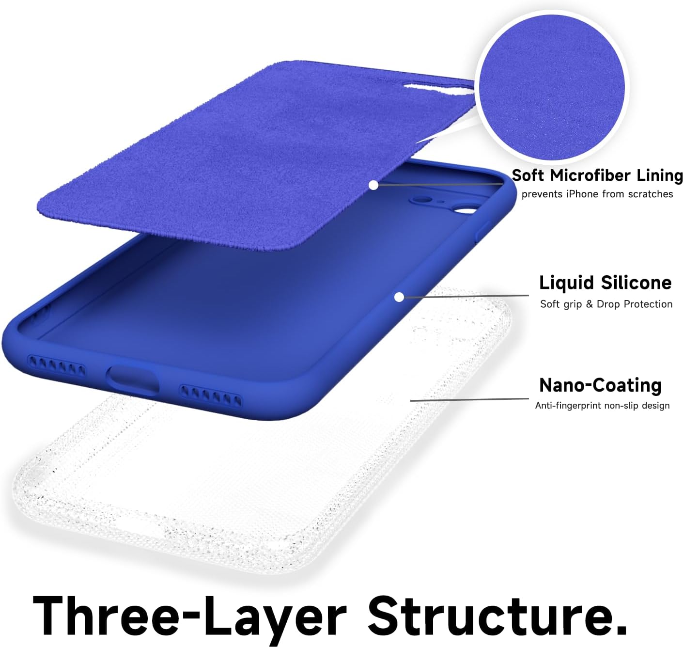 Svaove for iPhone SE Case Silicone 2nd 3rd Generation 2022 2020, Thin Ultra Slim Minimalist Phone Cover, Girly Cute Plain Bright Solid Color Matte Soft Rubber Jelly Gel Plastic TPU Bumper, Royal Blue - Image 4