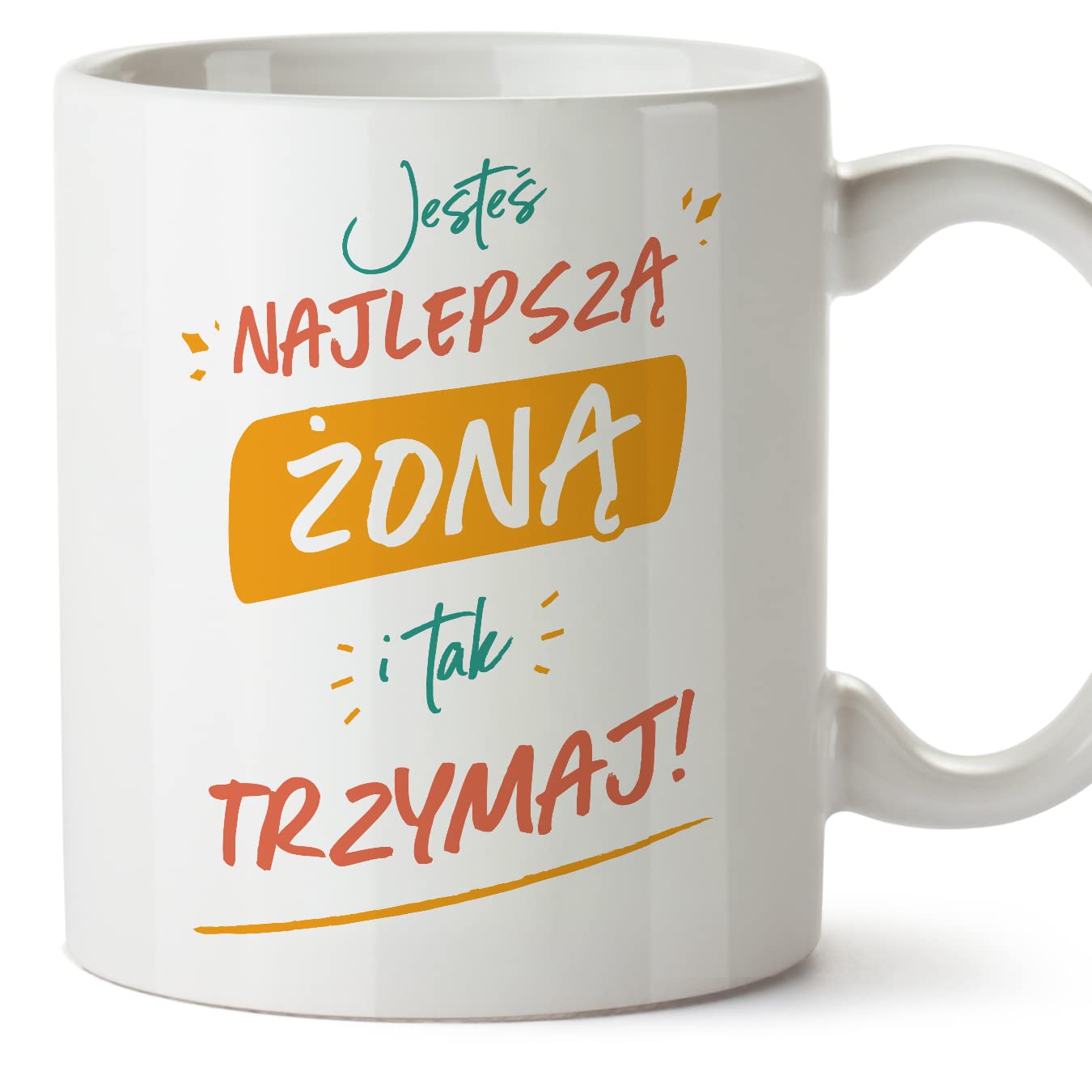 MUGFFINS Wife Mug - in Polish - Jesteś najlepszy tak trzymaj - Funny Gift - Ceramic 11oz Mug