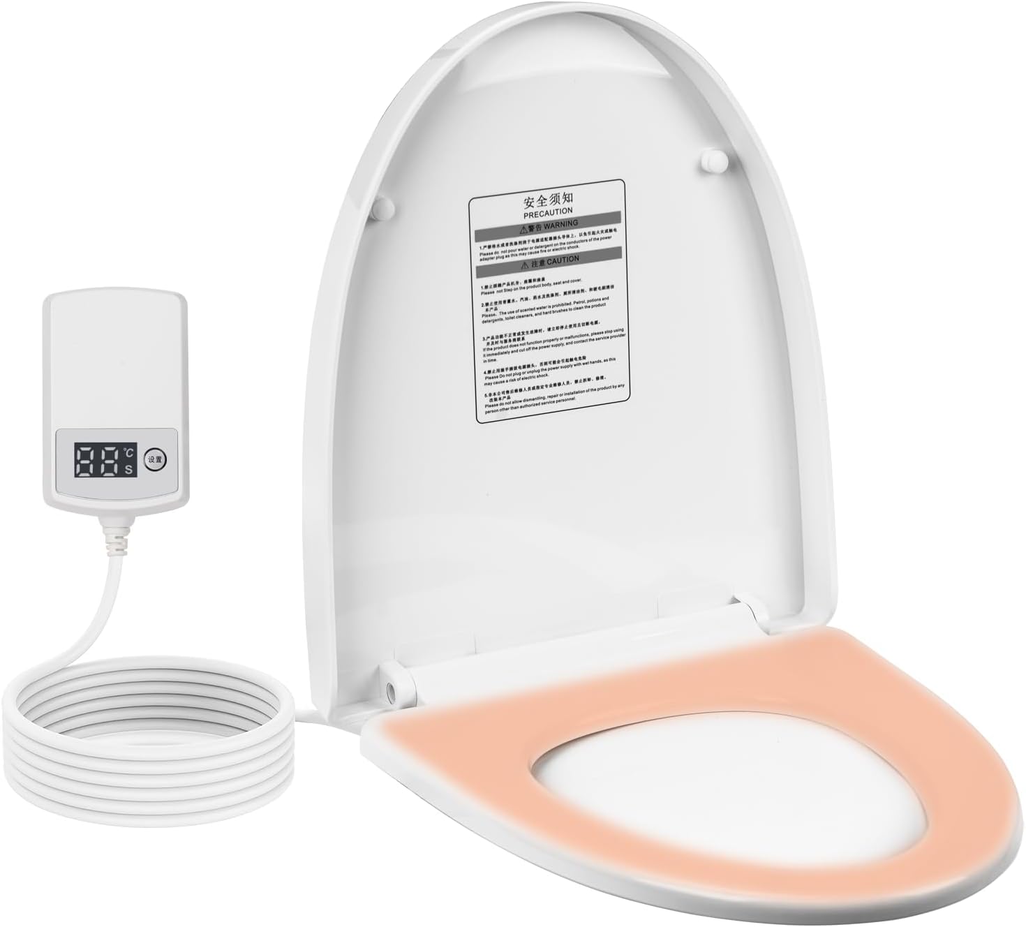 Heated Toilet Seat -Warmer Toilet Seats Elongated 6 Visual Temp Adjustable, 24V Safe Voltage Output, Slow-Close, Energy Saving, Easy Installation with PID Temperature Control
