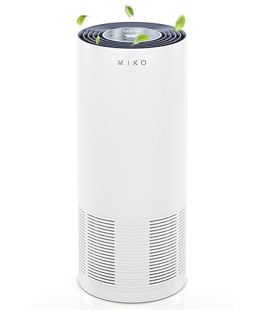 Miko Home Air Purifier H13 True HEPA Medical Grade Removes 99.97% of Particles For Asthma, Viruses, Bacterial, and Allergies Covers 1600 Sqft with PM2.5 Air Quality Indicator, Sleep Mode, XL For Large Room