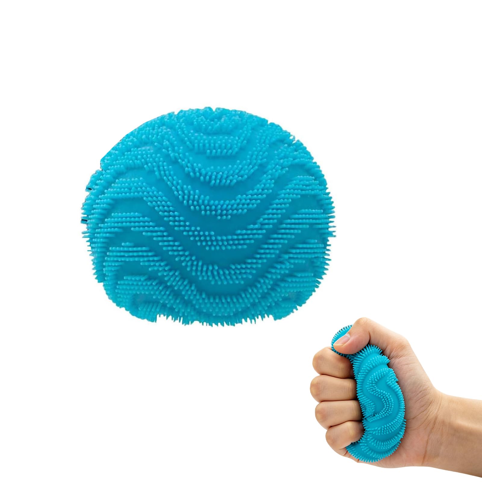 Squishy Stress Ball, Spiky Fidget Toy for Anxiety Relief, Sensory Squeeze Ball for Adults Kids, Velvet Texture Calming Ball for Office Desk Travel (Blue)
