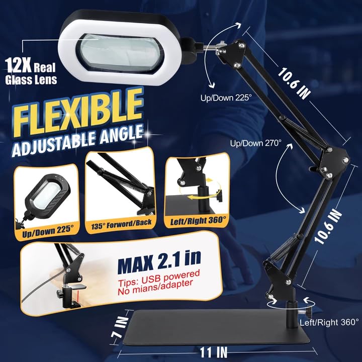 Lampe loupe de bureau mains libres contre la fatigue oculaire