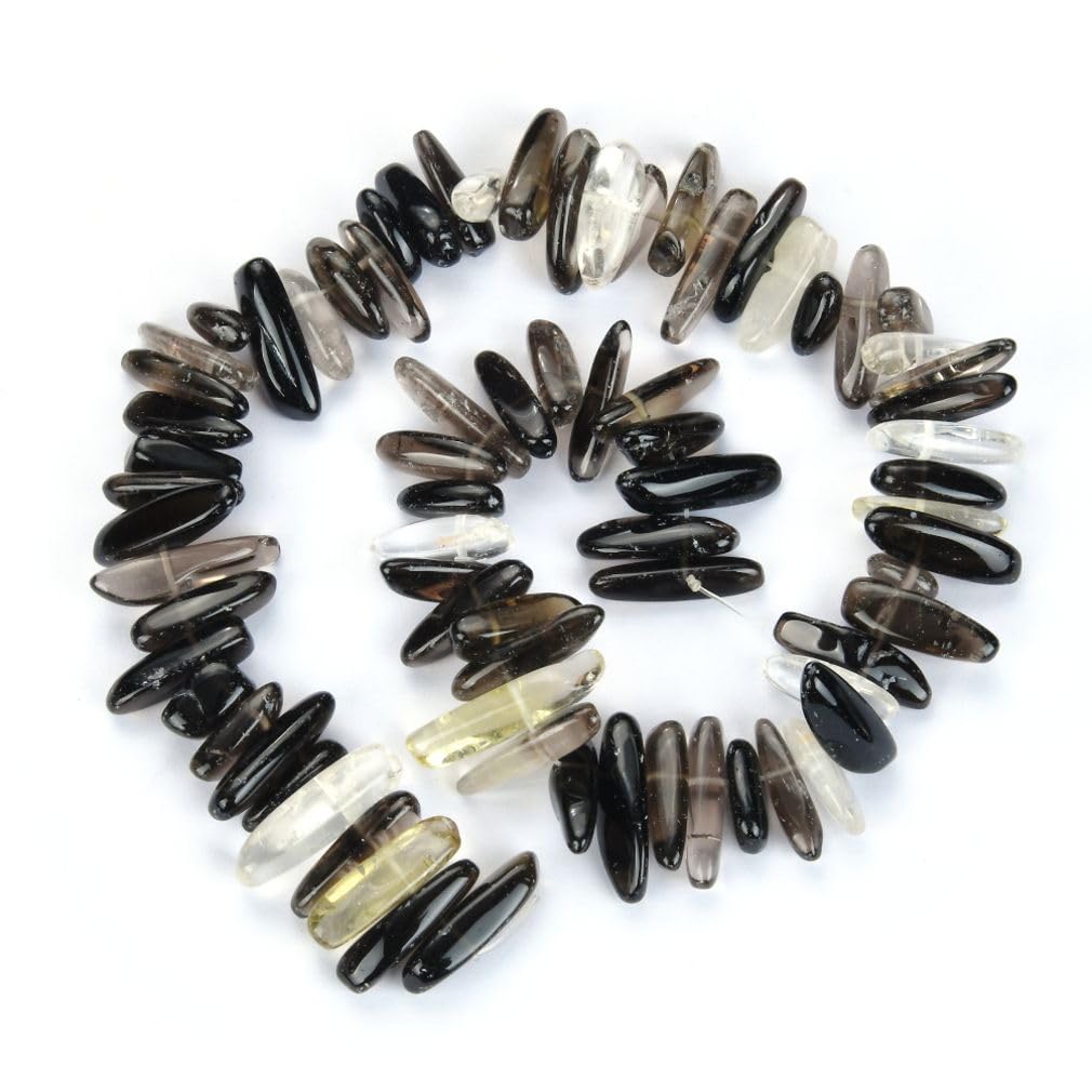 Adabele 15 Inch Natural Multi-Color Smoky Quartz Gemstone Stick Point Loose Beads Drilled Hole 7mm-23mm Gem Stone Pendant Drop Stick for Craft Jewelry Making GZ5-22