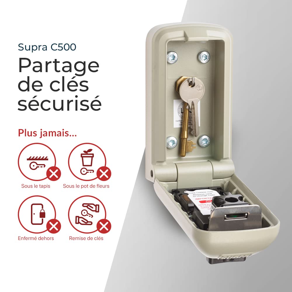 KeySafe Coffre-fort à clés - SUPRA C500 Pro (2ème génération) - Dispositif de stockage de clés extérieur de haute sécurité, préféré par la police.