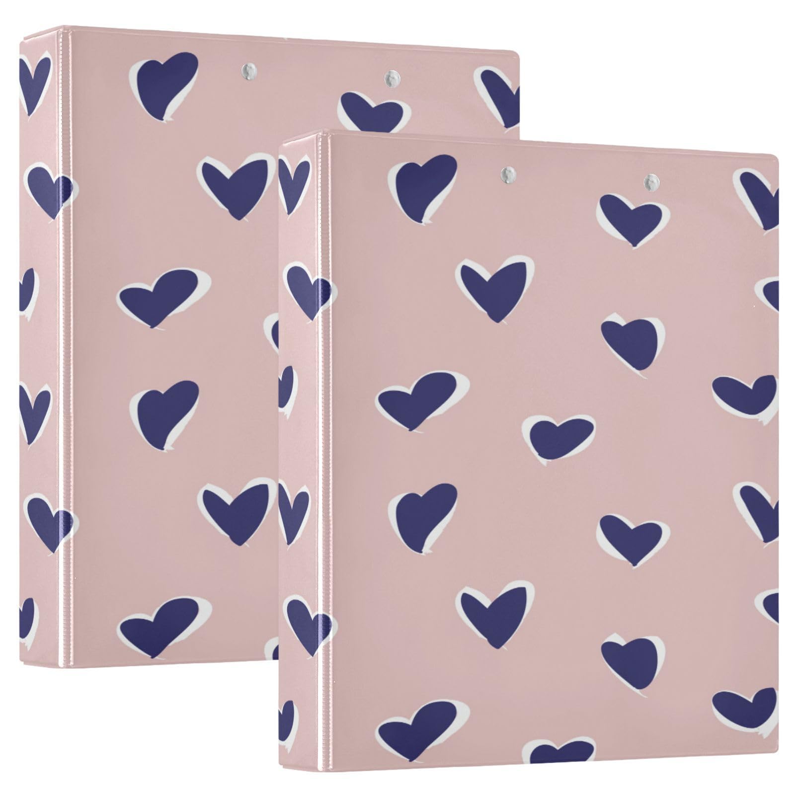 SKYSHU Love Heart - Raccoglitori ad anelli rotondi con 3 tasche interne in PVC trasparente, impermeabili, robusti, 3,8 cm, con clip in metallo antiscivolo, raccoglitori versatili per 200 fogli,