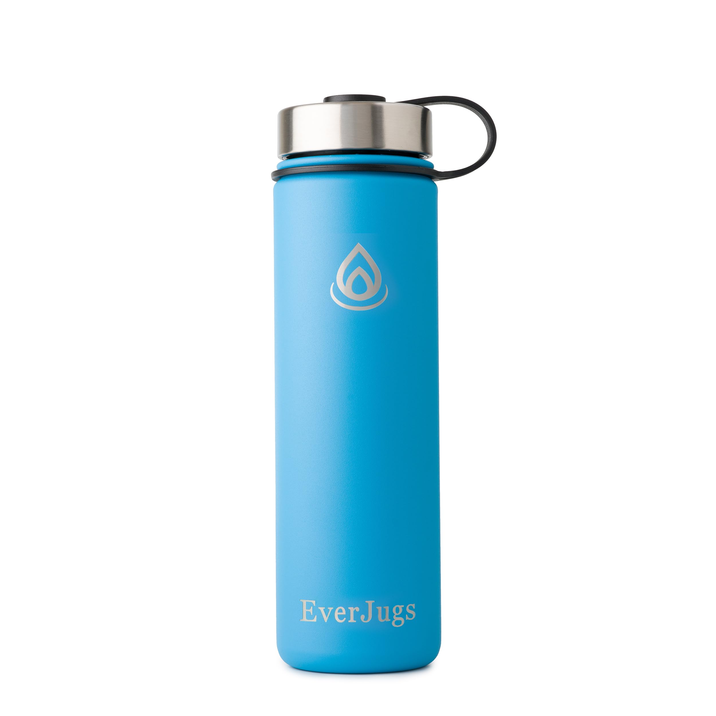 EverJugs Water Bottle - 22 Oz, Wide Mouth, Premium Stainless Steel Lid/Bottle, Double Walled Vacuum Insulated, Thermo Mug, Metal Flask, Leak Proof,