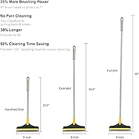 Vista 6 de Cepillo de limpieza 2 en 1, cepillo de limpieza para pisos, nuevo cepillo mejorado de 53.5 pulgadas de mango largo, cepillo de lechada, raspador