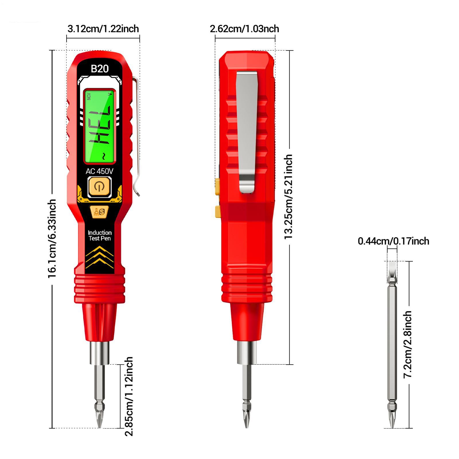 Penna Rilevatore Tensione,Controllo Continuità Elettrica - Strumento Multiuso Resistente Misuratore Automatico Campo per Cantieri