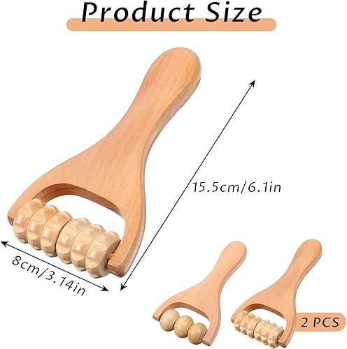 Miniatura 4 de Rodillo de masaje de madera, herramienta de masaje de cuentas de mano para cuerpo espalda y pies relajarse