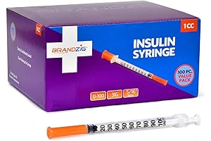 Brandzig Insulin Syringes, 31G x 5/16" Needles, 1cc Volume, 100 Pack