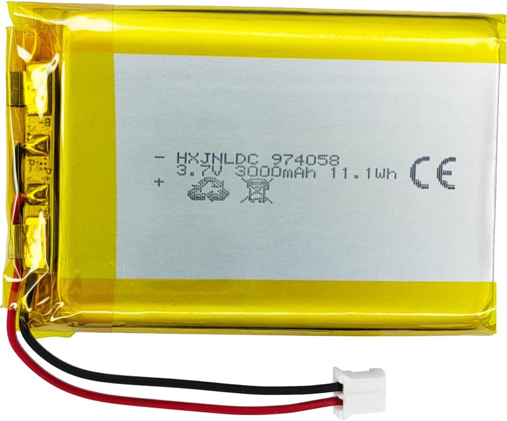 DC 3.7V 3000mAh 974058 Rechargeable Lithium Polymer Replacement Battery for DIY 3.7-5V Electronic Products with Built-in 2-Wire Battery Replacement, Mobile Energy Storage Power Supply