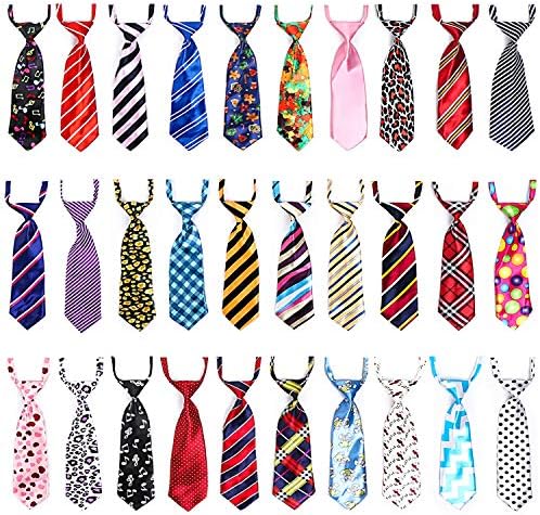 Segarty Dog Ties, 30 PCS Dog Neck Ties and Bows Assorted Adjustable Neckties for Medium Large Dog, Bulk Pet Bow Ties Collar Dog Grooming Accessories for Girl Boy Dogs Holiday Birthday Costumes