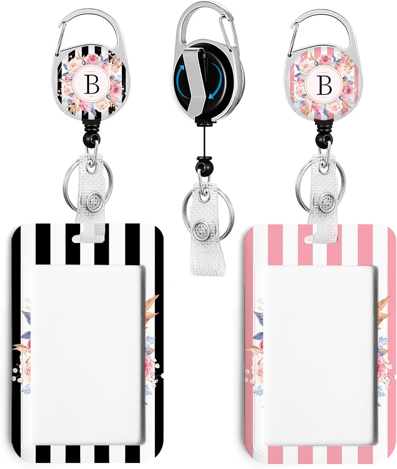 2 Pack A-Z Letter ID Badge Holder with Clip Badge Reels image 3
