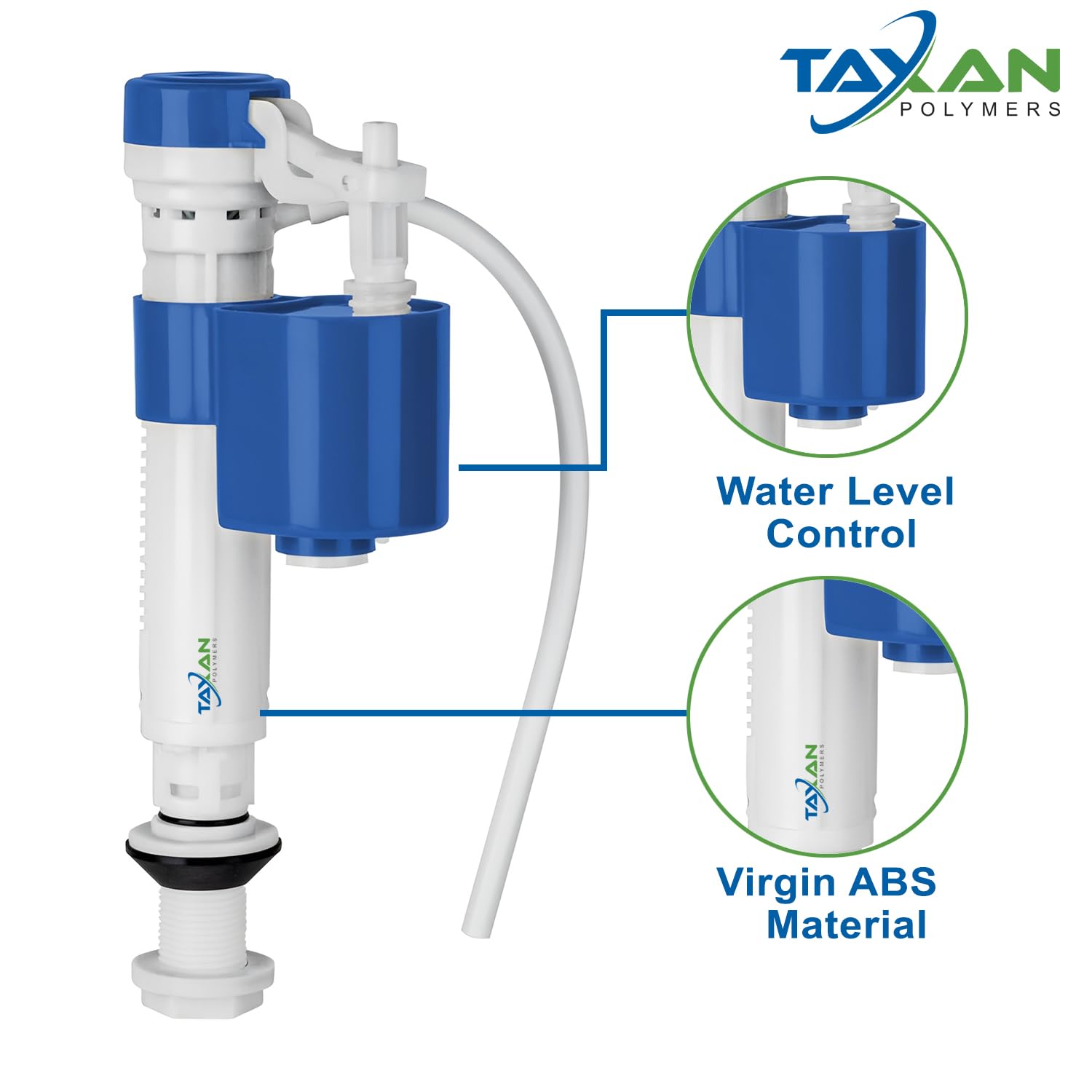 TAXAN Anti Siphon Toilet Flush Tank Adjustable 7’’ to 11’’ Inches Inlet Valve | Universal High Pressure Ballcock for One-Piece Western Commodes | Durable Virgin ABS Material | PACK Of 1 1