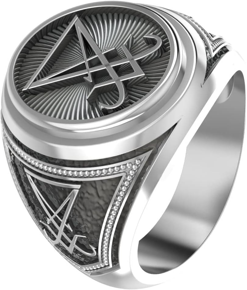 Sigil of Lucifer Ring, Devil Seal of Satan Ring, Seal of Satan Baphomet Ring 925 Sterling Silver