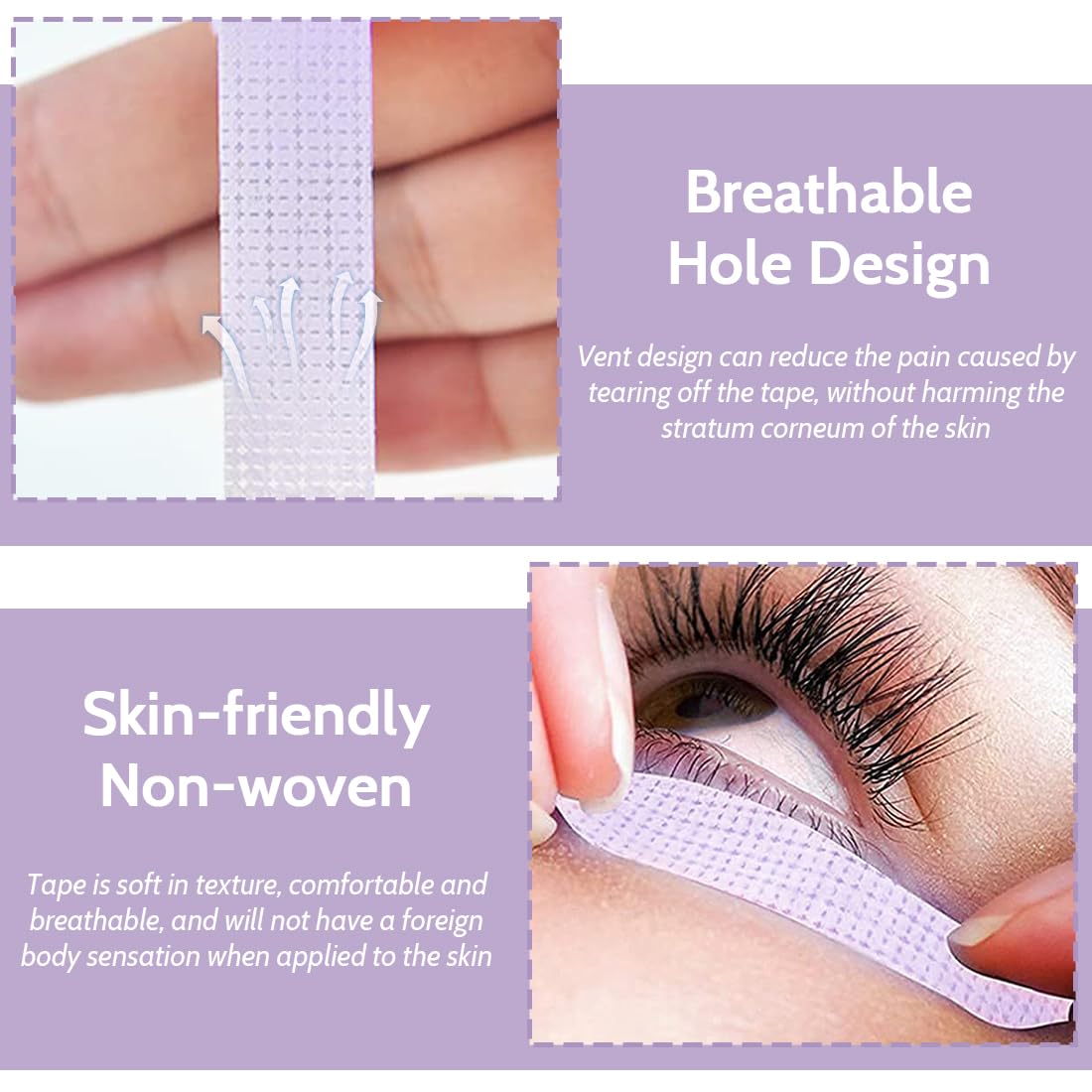 3 Piezas Cinta cosmética, Cinta de Tela Transpirable, Cinta Cosmética de Sombras Precisa, Accesorio de Maquillaje para Maquillaje de Ojos, Cejas y Extensiones de Pestañas 1,25cm x 9m(Morado)