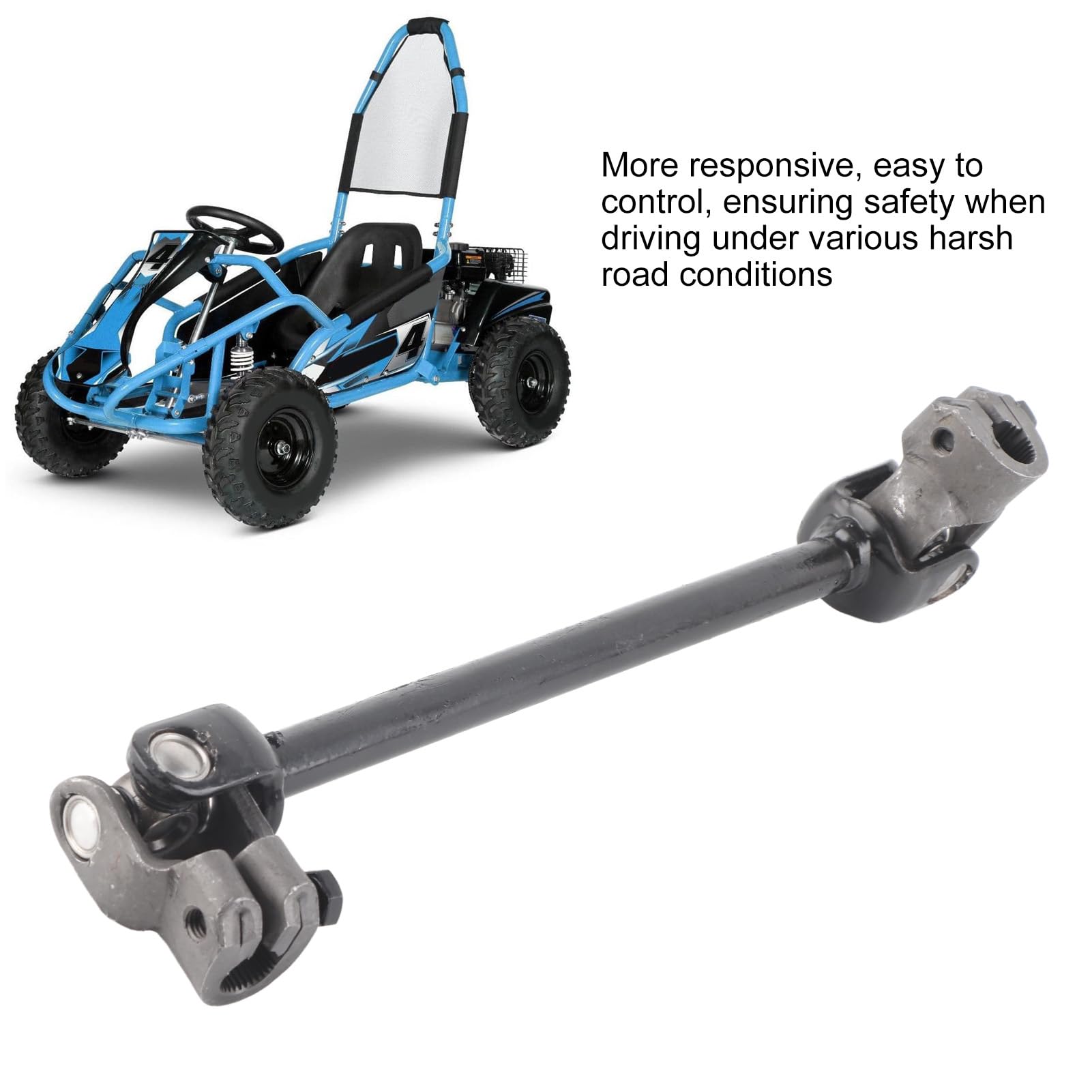 Colonne De Direction Ft Rack Knuckle 30T 375Mm en Acier Oy pour 110 125 DIY Go Kart Quad ATV Compatible avec Appareil De Direction ATV Et Go Kart Mise À Niveau Performances