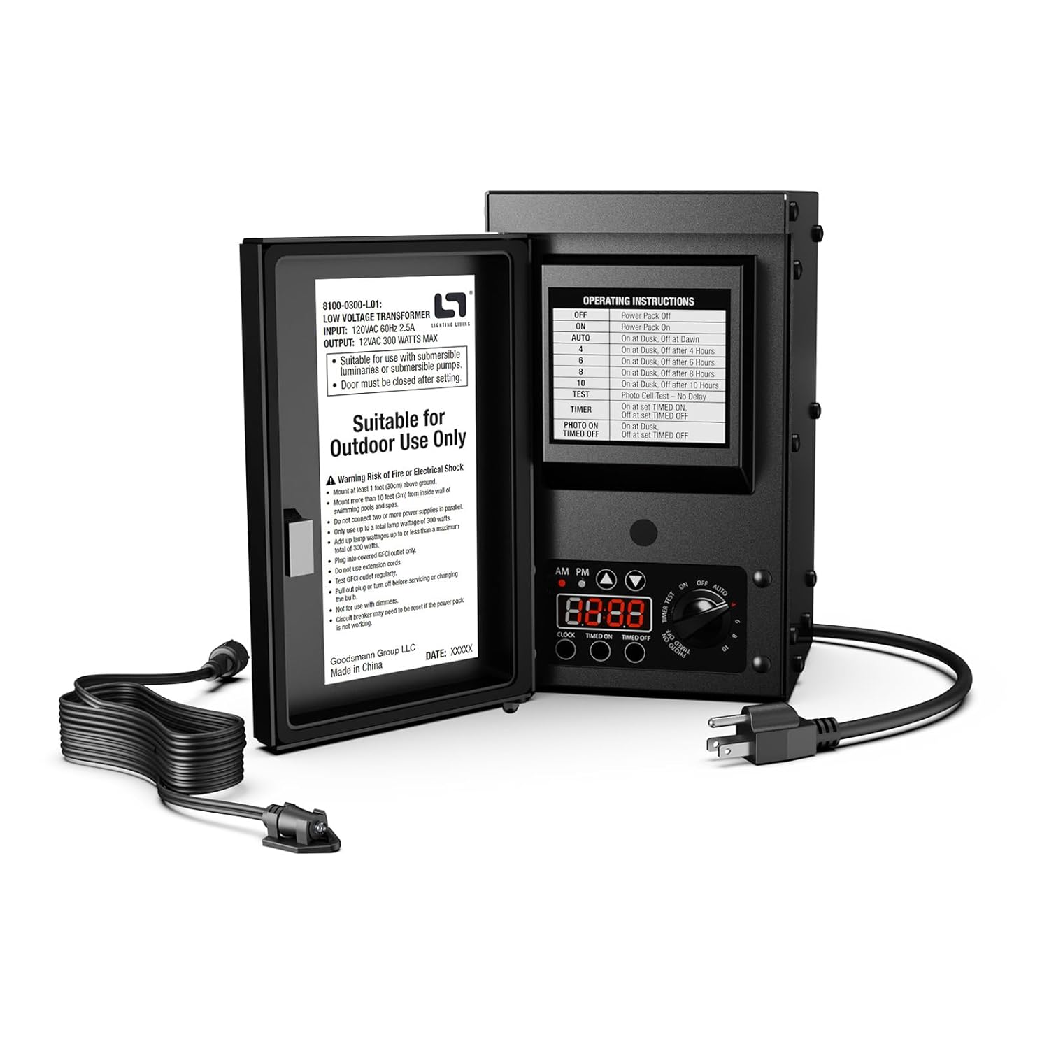 Low Voltage Transformer 300W Landscape Outdoor Lighting Transformer 120V AC to 12V AC Weatherproof for Outdoor Lights, LED Spotlights and Pathway Garden Lighting