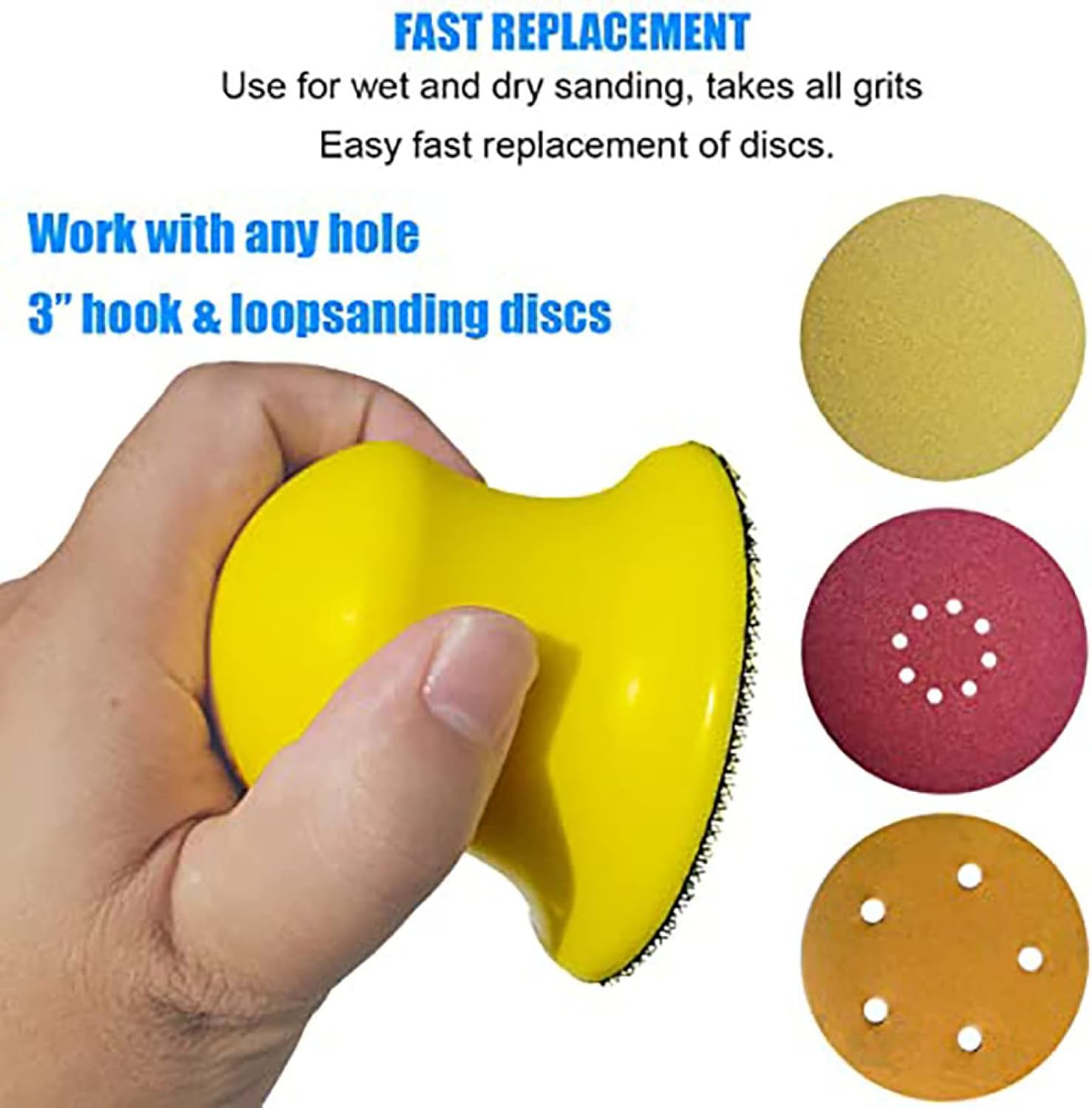 1pc 3 Inch Hand Sanding Block Back-up Sanding Pads Hook-Loop Manual Polishing Tool for Discs Holder Woodworking