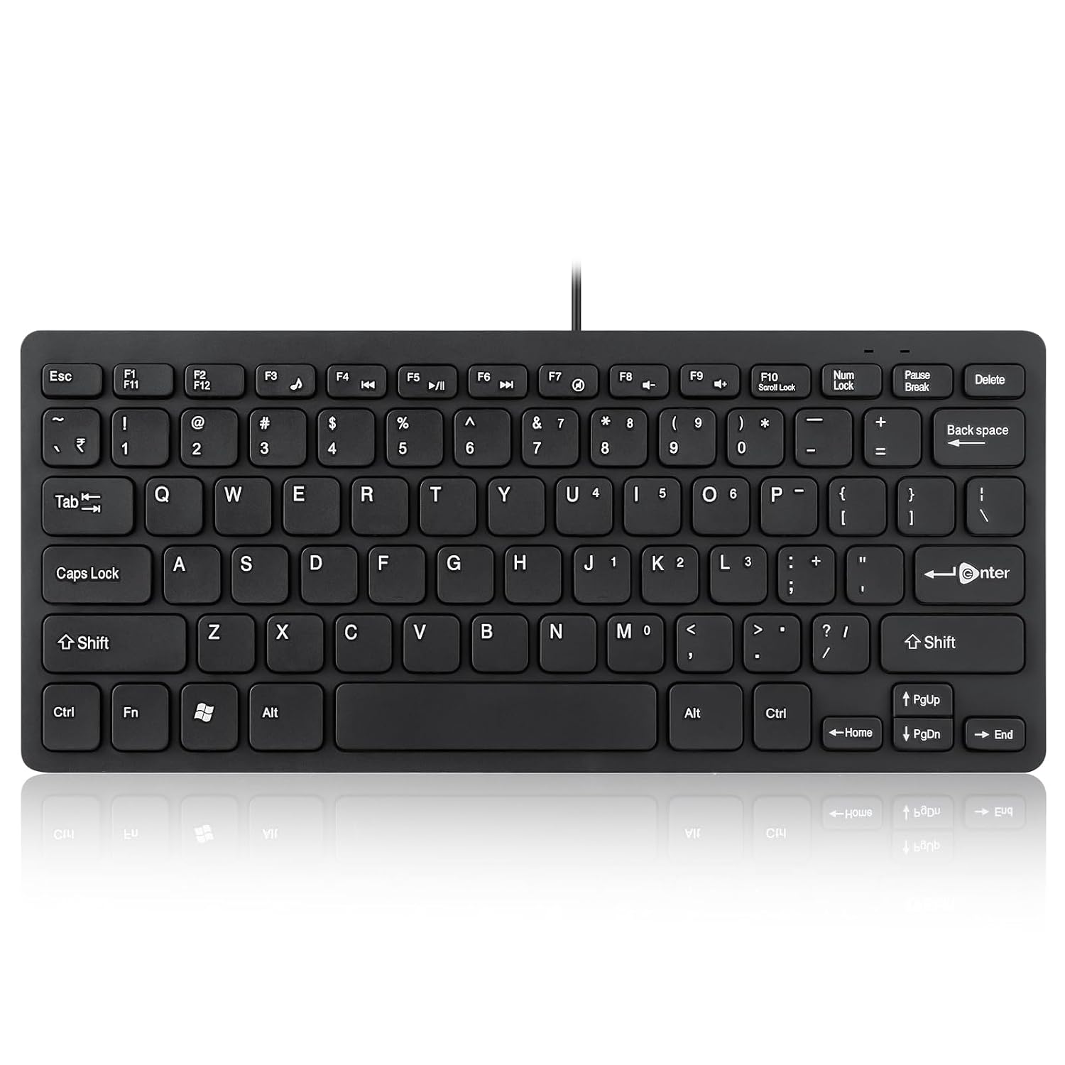 (Refurbished) Enter Typistmini Multimedia USB Keyboard 78 Keys, Tactile Responsive Typing, PC/Mac/Laptop, Windows/Linux/iOS/Android – Black
