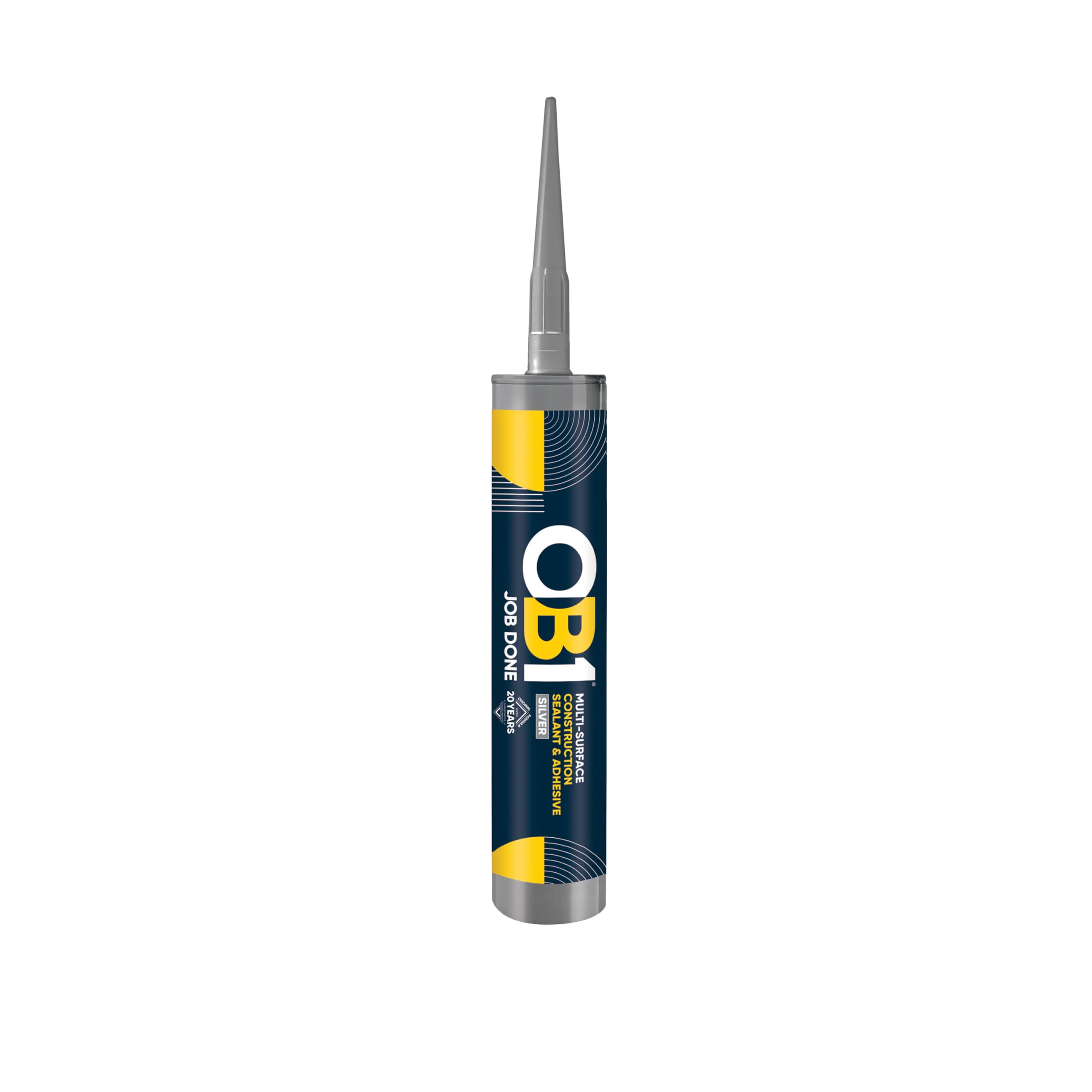 OB1 Silver Multi-Surface Construction Sealant & Adhesive | Hybrid Technology | Excellent Chemical Resistance | Water Resistant | Weather Resistant | Food Safe | 290ml
