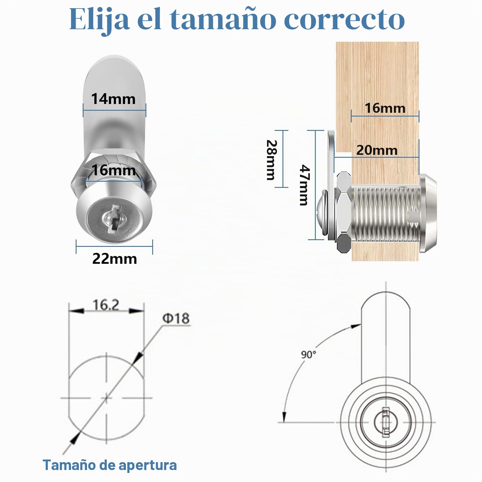 10 Piezas Cerraduras Taquillas 20 mm una llave Controla una Cerradura, Cerradura Taquilla Vestuario para Puertas de hasta 16 mm de Espesor