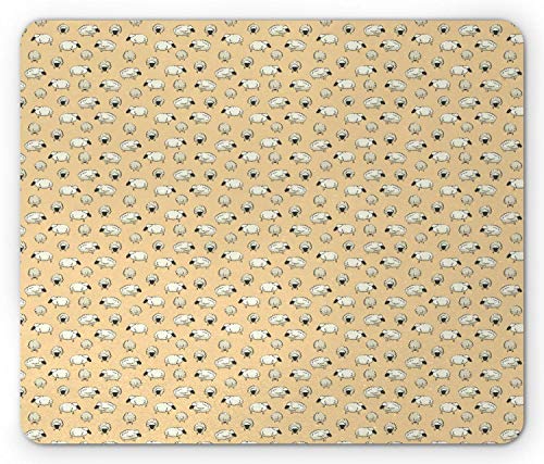Mouse Mat Maus Mat Schaf-Maus-Pad, Repetitive Nursery Theme Herd Animals Fluffy Pattern Mousepad 25 X 30 CM