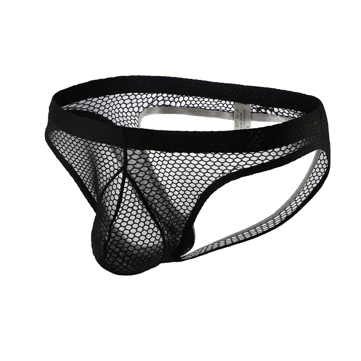 Men's Mesh Briefs Sexy Pouch Underwear Low Rise Breathable Panties Jockstrap Male See Through Thong Hollow Underpants with Elastic Waistband M-XXL