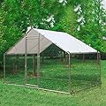 FoxHunter Chicken Pet Run Cage Walk In Coop Kennel Rabbit Dog Puppy Poultry Hen Animal Hutch House Enclosure Playpen Outdoor Shade Running 3X2X2M CRC01 Metal Hammered Silver