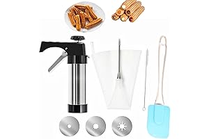 Churro Maker Machine Kit: Churrera and Piping Bag with Hollow Churro Needle and Nozzles