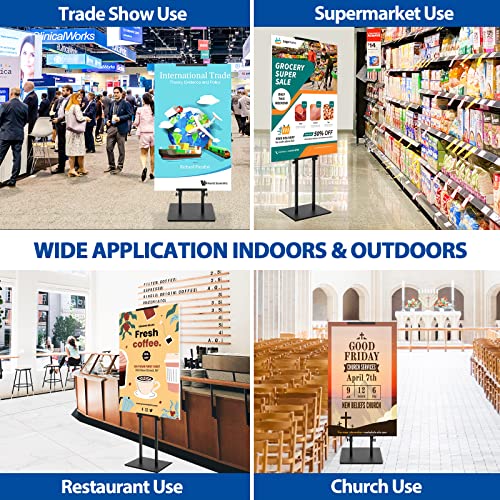 Vaiigo Pedestal Poster Sign Stand For Double Sided Display, Adjustable Poster Board Stand Height Up To 80", Heavy Duty Floor Standing Sign Holder For Board, Foam, Banner Display Stand, Black 1Pack #TOP6