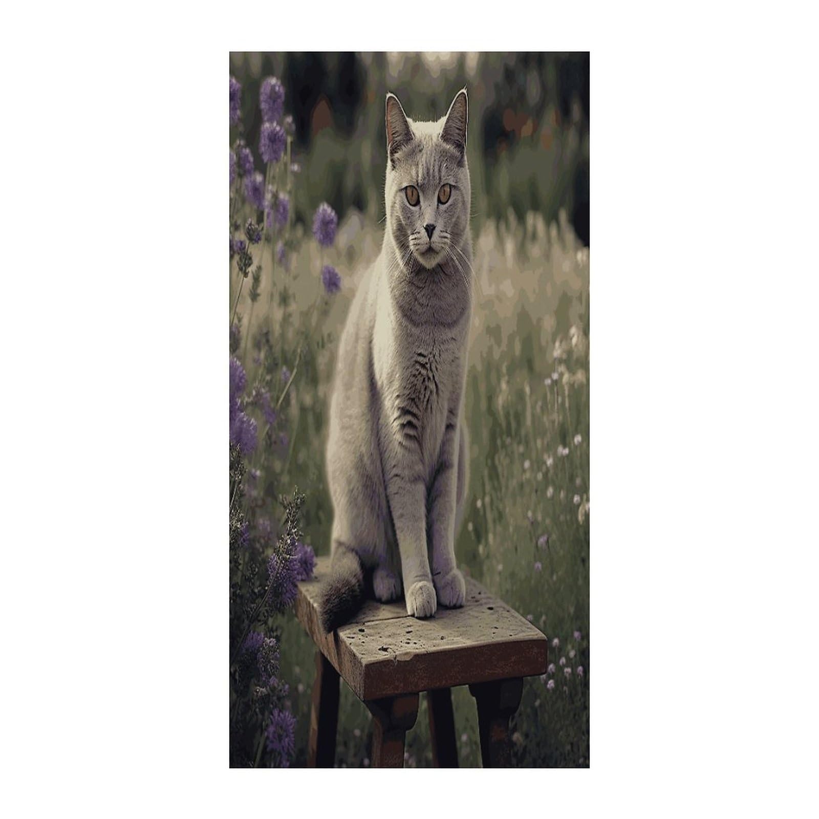 Fekiloot Style Gray Cat In Flower Field Door Curtain Room Divider Curtains