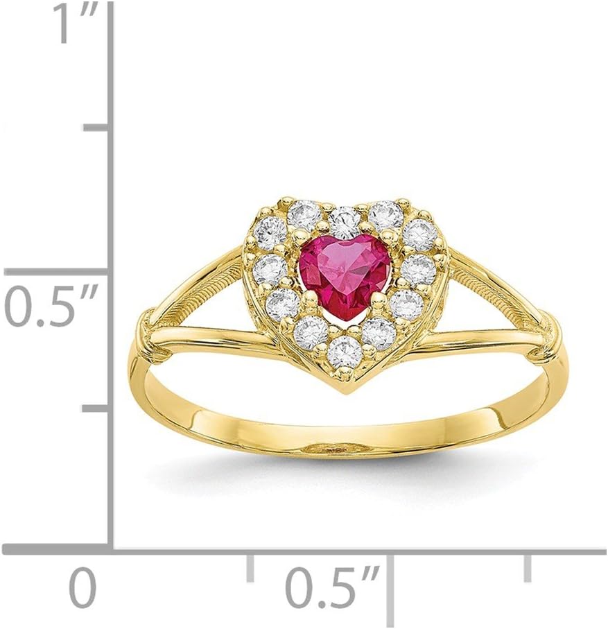 Diamond2Deal 10K Yellow Gold Red and White Cubic Zirconia CZ Heart Promise Ring