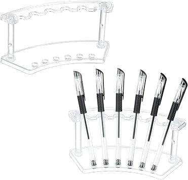 Acrylic 6 Slots Pen Display Frame Ballpoint Pen Organizer Nail Brush Holder Makeup Brush Rack Transparent
