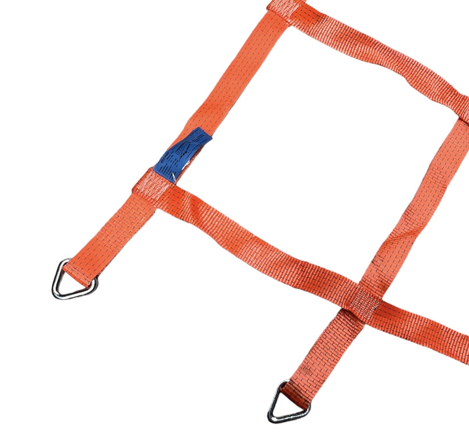 Gurtbandnetz 50mm, Ladungssicherungsnetz 2690 x 2690 mm für LKW und Anhänger, orange mit D-Ringen für 6 Paletten gleichzeitig | Ladungssicherung | Niederzurren (Maschenweite 390 x 390 mm)