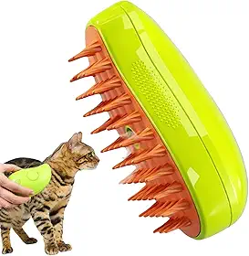 Escova para gatos 3 em 1 – 1/2 pçs escova autolimpante Stea- para gatos, escova de vapor recarregável para animais de estimação com pontas arredondadas, escova multifuncional para cuidados com gatos, pente de massagem elétrico para animais de estimação, pente de remoção de pelos de animais de estimação