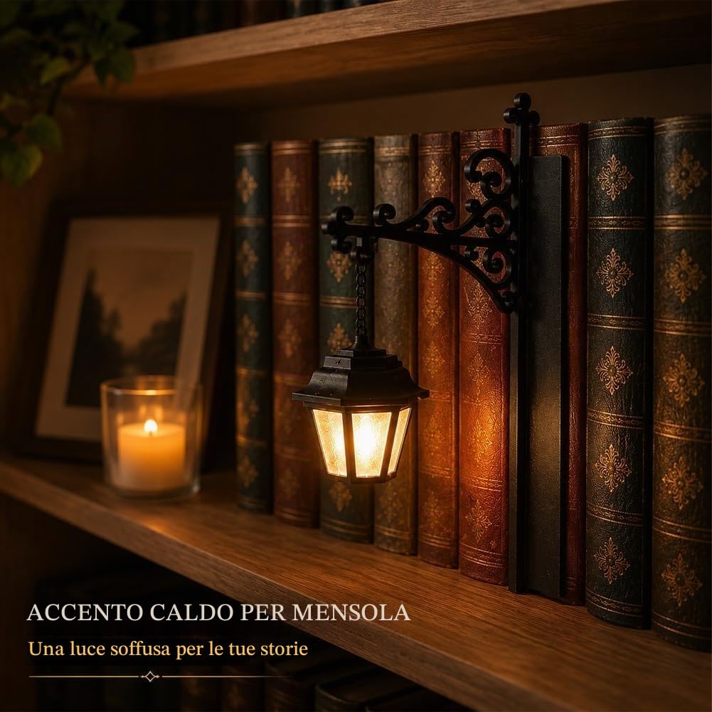 Pealeaf Library Lantern illuminazione decorativa libreria, mini lampada LED per scaffale libri, angolo lettura, scrivania, biblioteca e amanti dei libri (3PC)