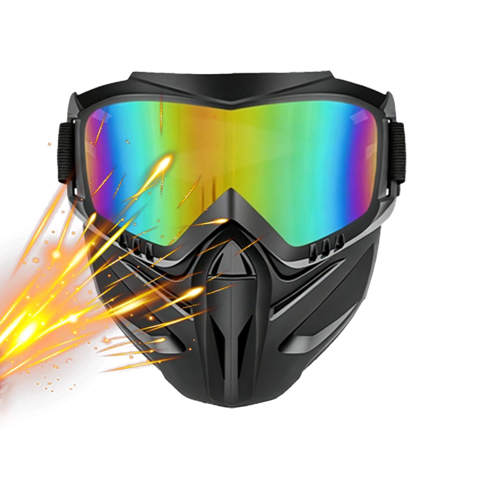 Maschera di protezione per il viso anti-appannamento, con occhiali rimovibili e schermo antipolvere, schermo per il viso regolabile 2 in 1, per la saldatura, per gli uomini, sci, ciclismo all'aperto