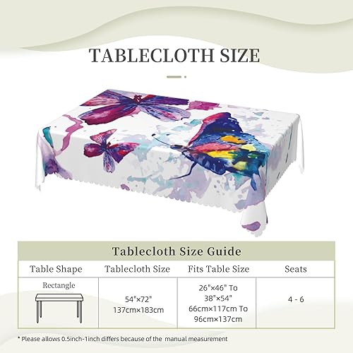 Miniatura 5 de Aimeryup Purple Blue Butterfly Table Cloth Rectangle Table,Waterproof Tablecloth Rectangle Table Cloth Tablecloths for 6 Foot Rectangle Tables