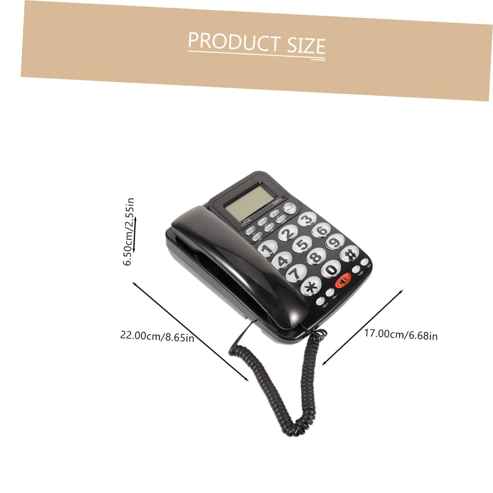 WOONEKY Telefono Fisso da Tavolo Rj11 in PVC, Facile Uso e Display Chiaro