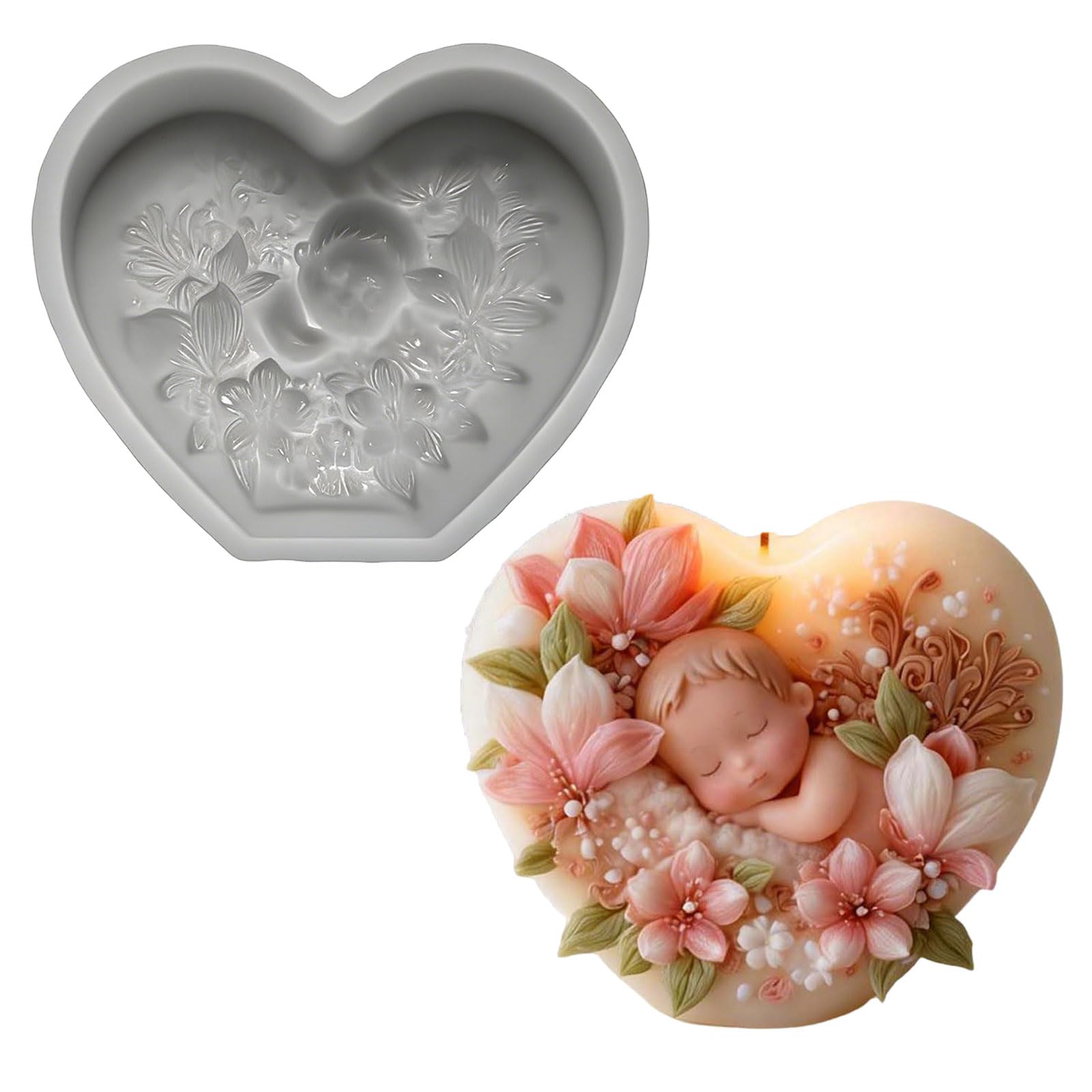 ZEPFJHE Silicone with Heart Flower Design for Soap Crafting Easy Demolding Food Safe Silicone Candlewax Artistic Candlewax