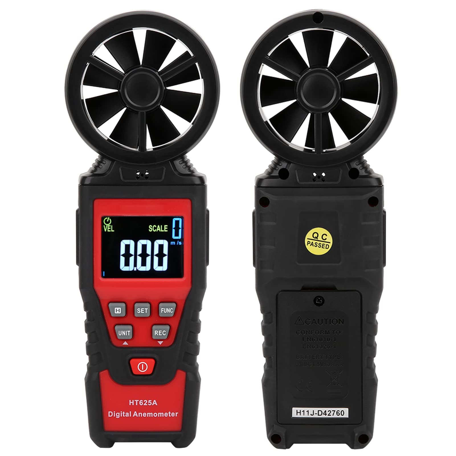 FTVOGUE Anémomètre Portable HT625B, Compteur Numérique de Vitesse du Vent avec écran LCD, Mesure le Volume d'Air et la Température pour les Activités de Plein Air