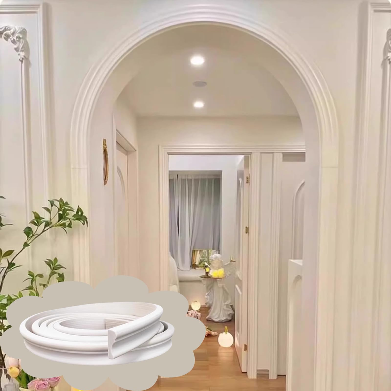 Moldura flexible para paneles de pared que soluciona los acabados en bordes curvados complejos