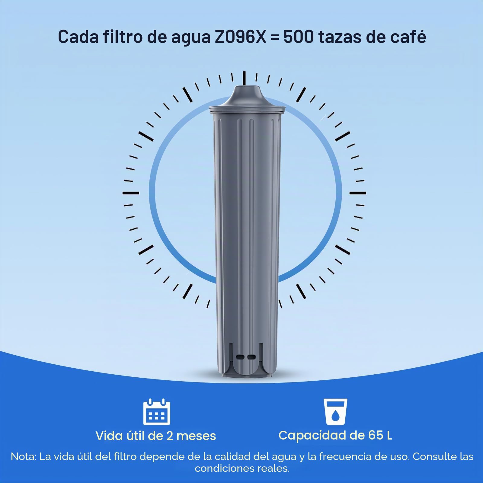 GLACIER FRESH Filtro de Agua Compatible con Jura E8, E6, S8, Z8, Pack de 3 | Compatible con máquinas de café E6, E8, Z8, Z6, J6, ENA8, certificado NSF/42